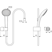  Set de duș Ideal Standard, Idealrain Soft cu pară, suport și furtun de duș, crom